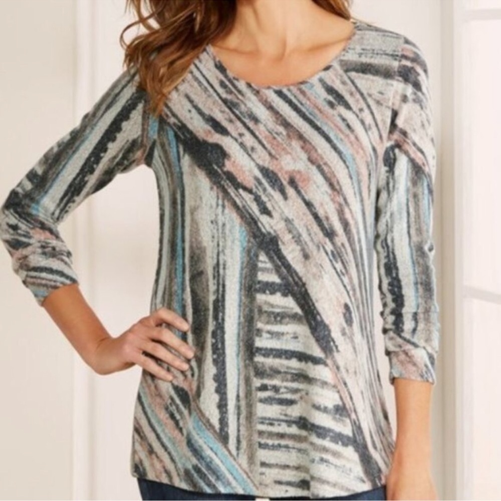 Soft Surroundings Daybreak Top Size L Stripped Tunic
